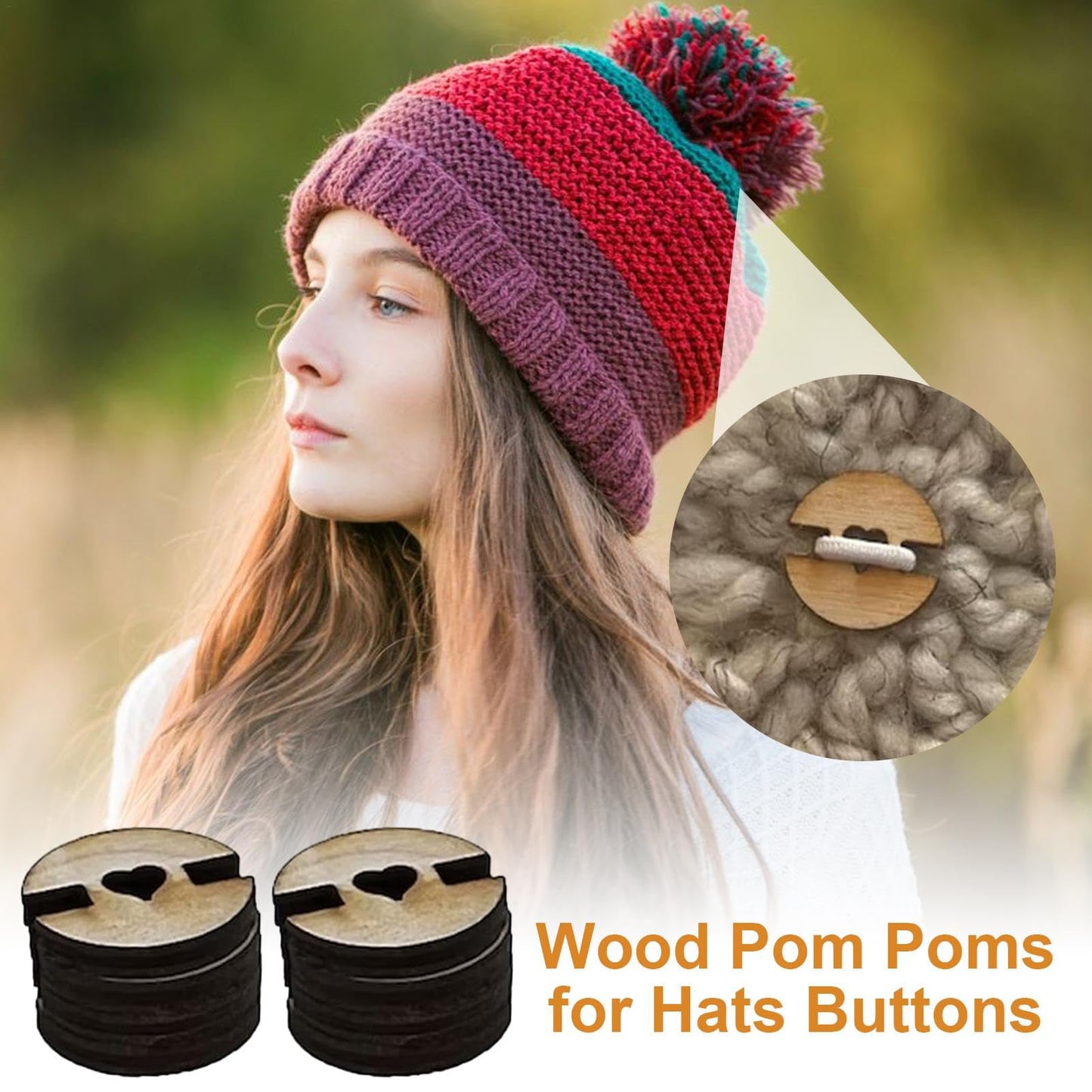 Pom-Pom Hat Button (2 Qty)