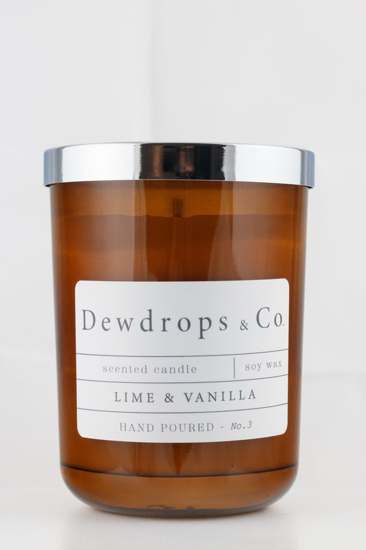 No.3 Lime & Vanilla Scented Candle - Amber