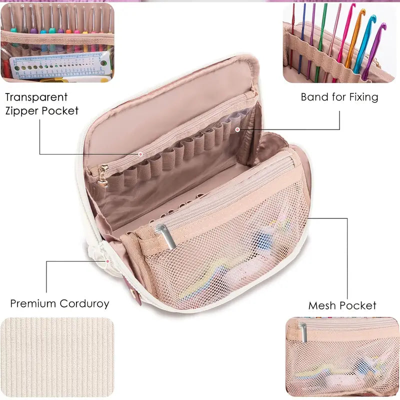 Corduroy Crochet Storage Bag